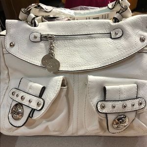 Kathy Van Zeeland Metal Works Hinge Satchel White